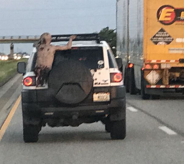 This driver is in for a shock when they go to change a tyre