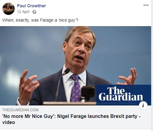  He said Nigel Farage was not a nice guy