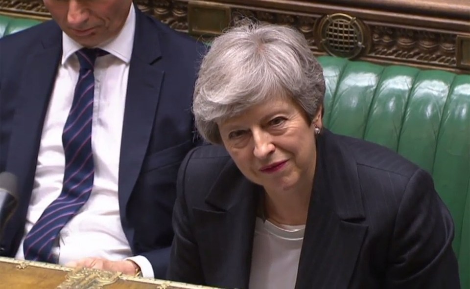 Prime Minister Theresa May during PMQs in the Commons today 