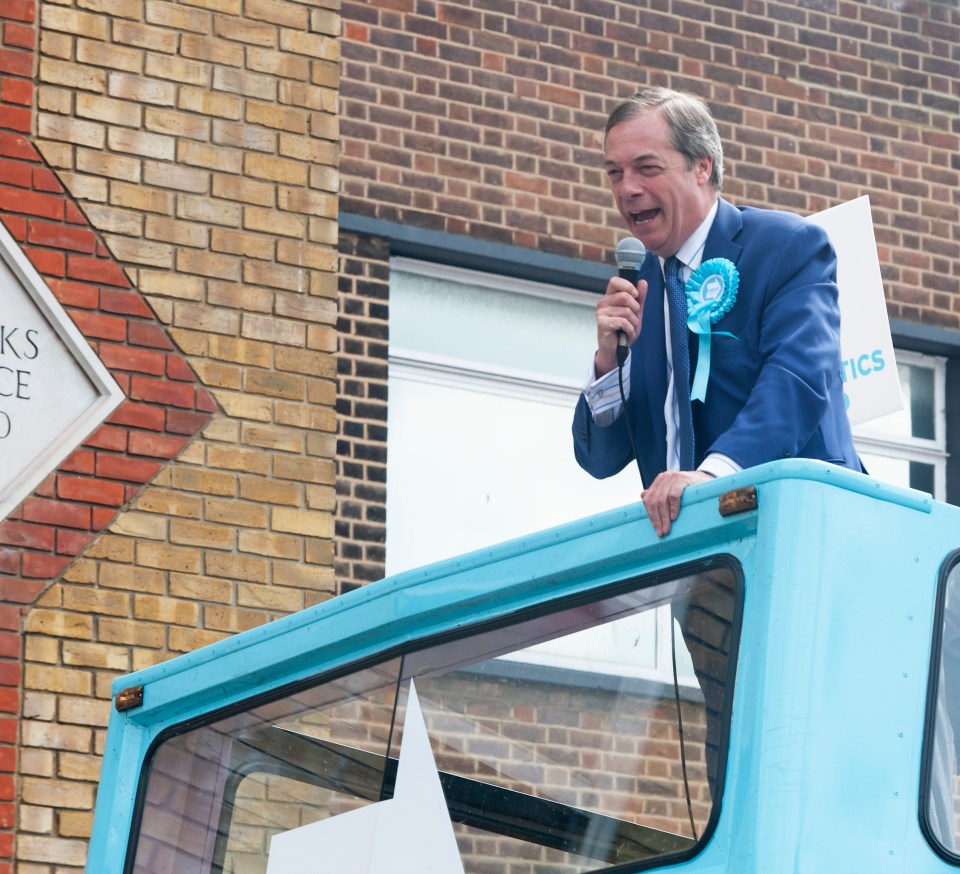 The Brexit Party boss mounted a campaign bus in Kent