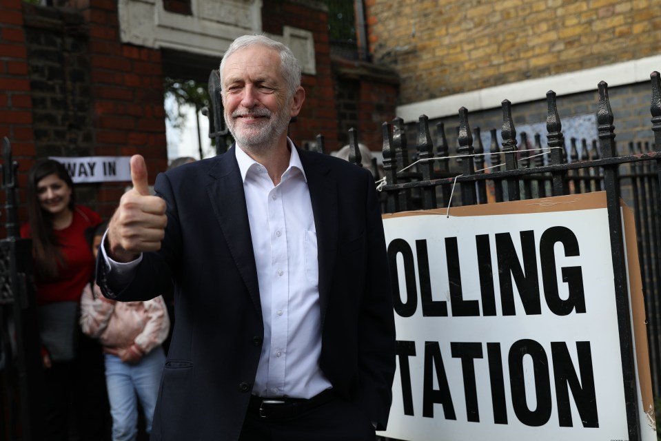 Jeremy Corbyn outside a polling station as Labour and the Tories are expected to fair badly in the election