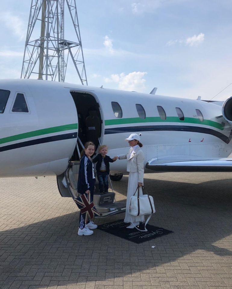  Geri took to Instagram to post this picture of her boarding a private jet to Dublin with her children