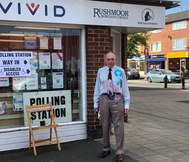 He was drenched in Aldershot on European Election polling day