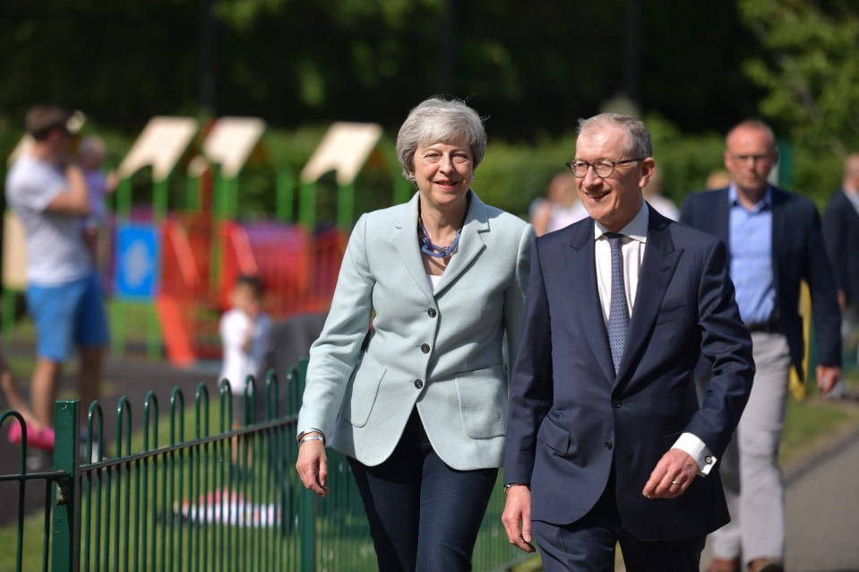 Theresa May going to vote in her Maidenhead constituency with husband Philip