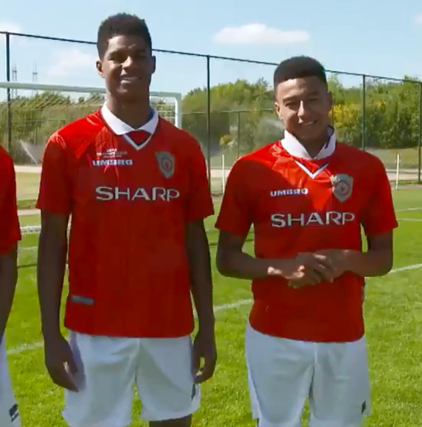  Marcus Rashford and Jesse Lingard looked to recreate boss Ole Gunnar Solskjaer's famous knee slide from 1999