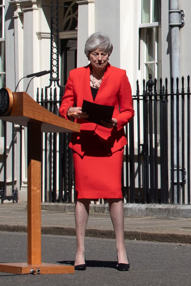  May breaks down as she turns from the cameras after her emotional speech