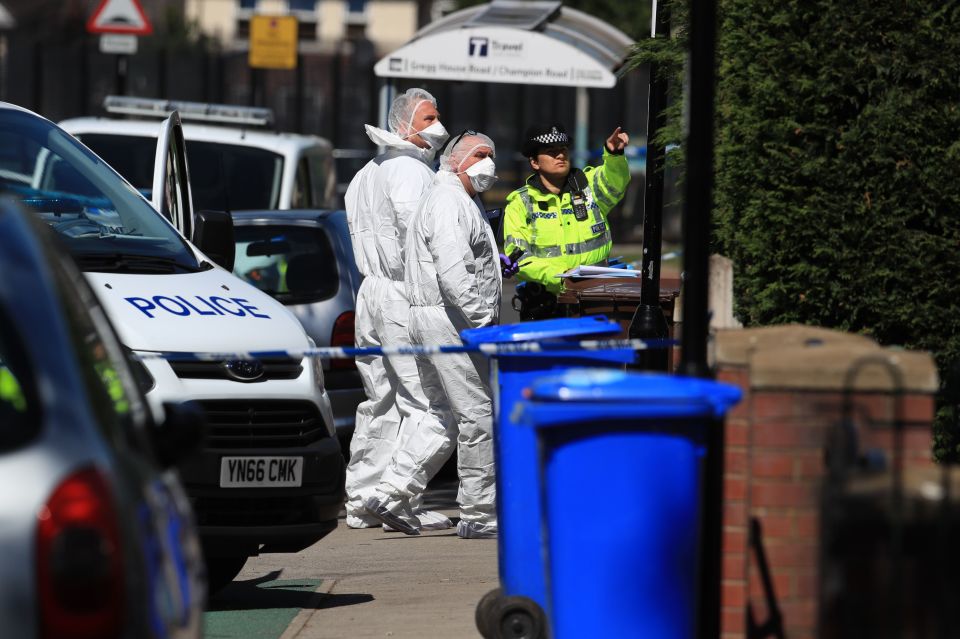  Forensic officers arrive at the home this morning after two boys died and another four were rushed to hospital