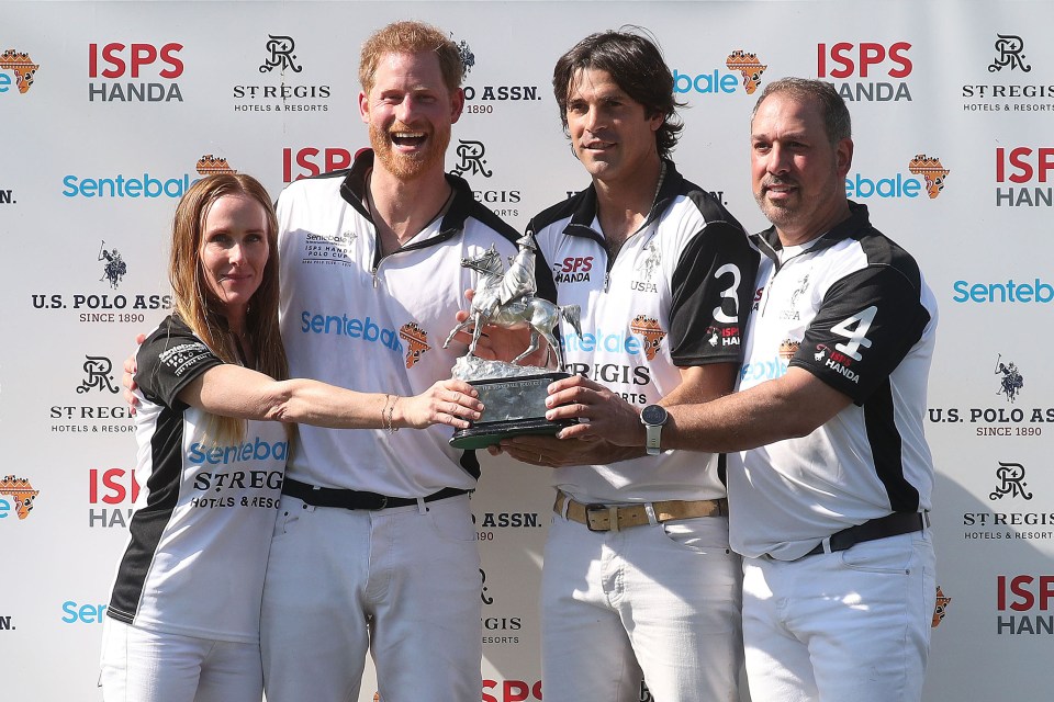  Prince Harry played alongside his close friend Nacho Figueras (centre) at a charity polo match earlier this week