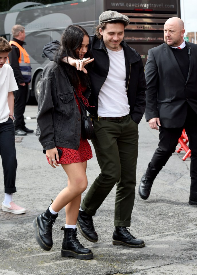  Brooklyn Beckham and girlfriend Hana Cross put on a loved up display this afternoon just hours after it was revealed security had to separate the pair during a furious bust up in Cannes