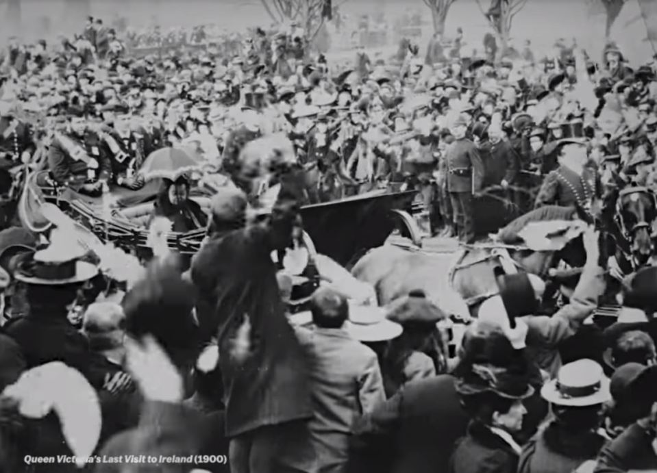  Thousands of people were filmed surrounding the monarch during her Ireland visit