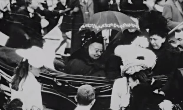 Queen Victoria was pictured smiling as she visited Ireland in 1900