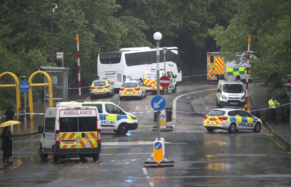  Cops swarm the scene of the stabbing near the world famous tourist destination