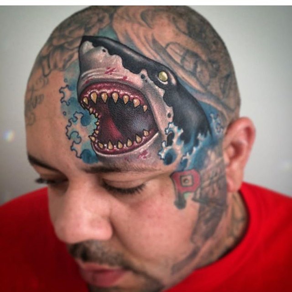 This Jaws-esque tattoo would scare off any employer