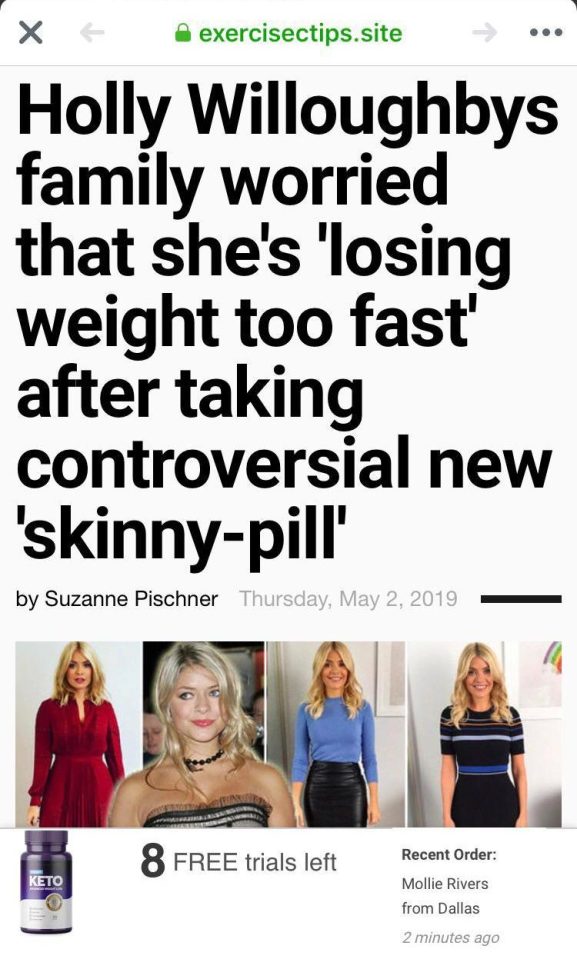  Holly Willoughby has also been falsely linked to slimming pills