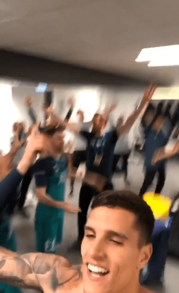  Tottenham stars sing and dance in the Ajax dressing room after reaching the Champions League final