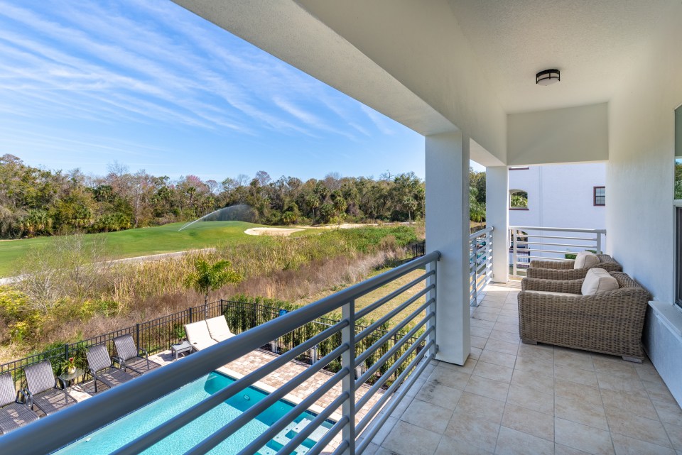  The villa also has a swimming pool and views of the golf course