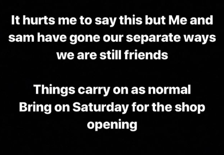  Chloe announced the split with this message on social media