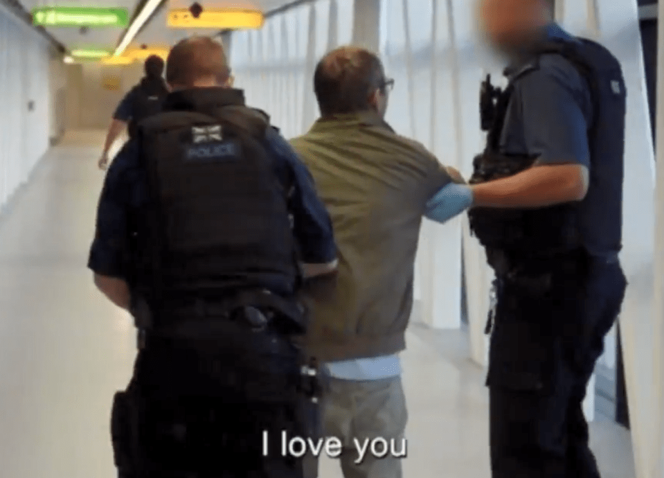 The boozy traveller turns to an officer and says: ‘I love you’