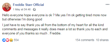 Freddie Starr posted a haunting last message on Facebook, saying he was 'tired'