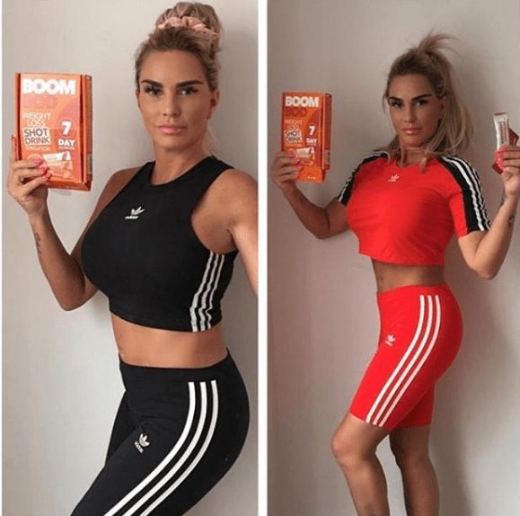  Katie Price showed off her new figure as she promoted a weight loss supplement yesterday