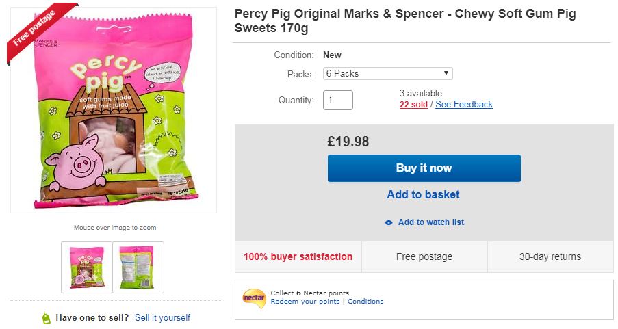 This wily seller has made a large profit, selling 22 packs at £19.98 each