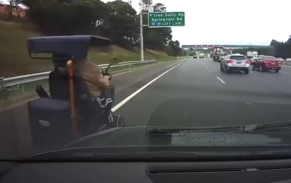  Dash cam footage captured the moment an elderly man took his mobility scooter onto the motorway