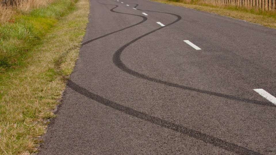  The longest car skid mark is six miles long