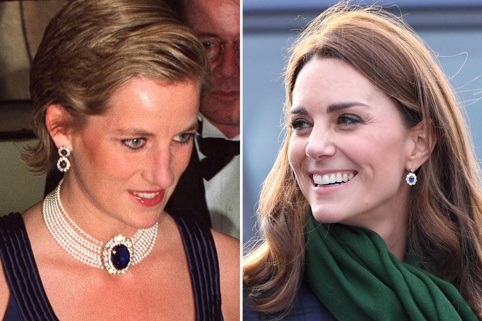  Diana wore the sapphire earrings during a fashion awards ceremony in 1995 while Kate also wore the design to open the V&A Dundee in January this year