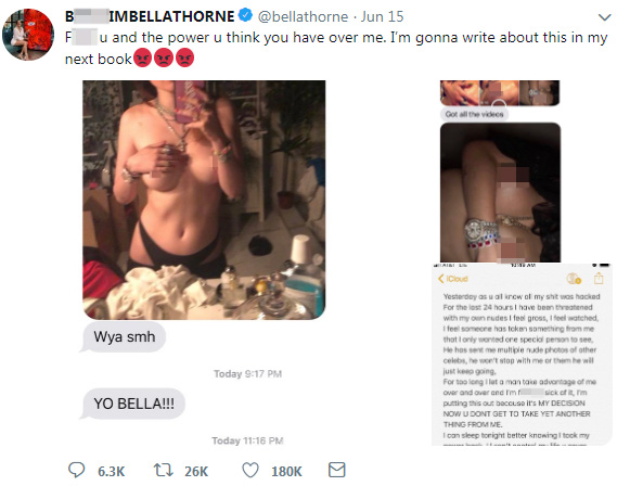  Bella released her own topless selfies after being threatened by a hacker