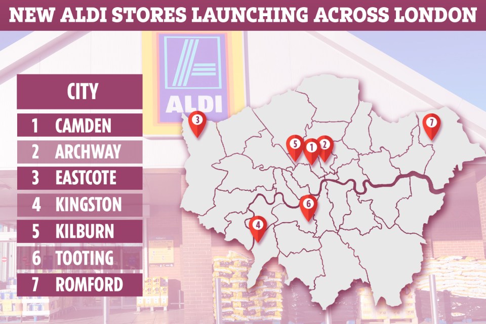  The seven new stores are spread across London's zone 2, close to the M25.