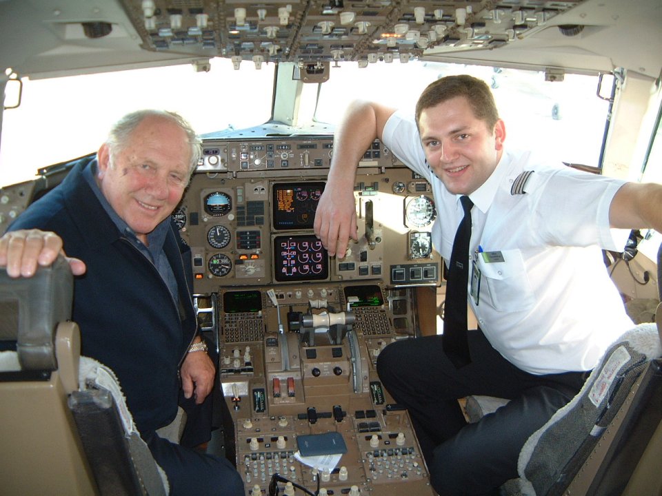  Mike Goodfellow (right) with Dad Les in 2001. Les's ashes were scattered with Ascension Flights last year