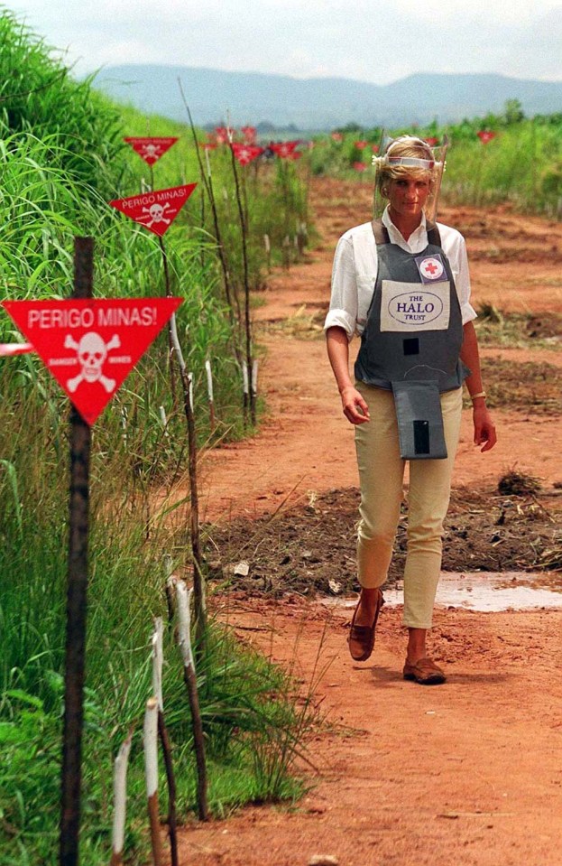  Princess Diana famously campaigned against landmines in Angola in 1997 - where she walked through a live minefield