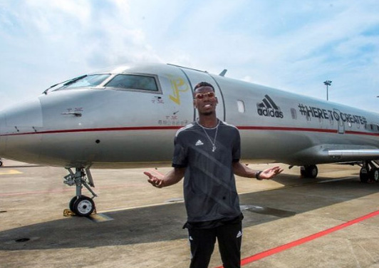  Pogba's promotional tour in 2019 saw him fly in a personalised private jet