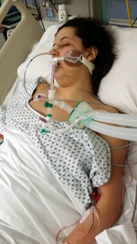  Her heartbroken family issued this image of Mariam in hospital after the brutal attack