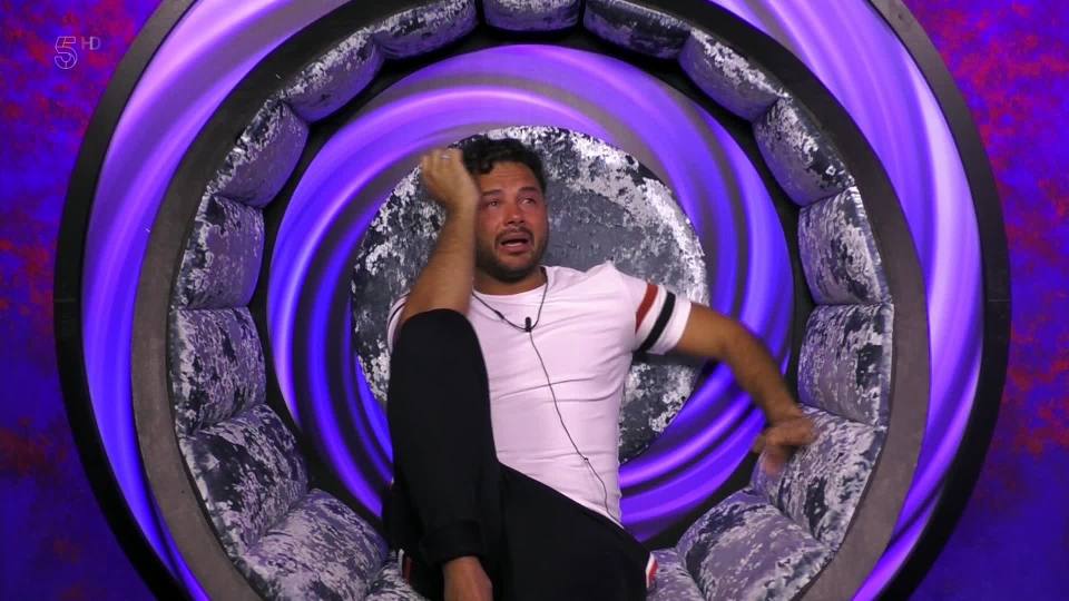 A teary Ryan Thomas in the diary room in disbelief at Roxanne's accusations.