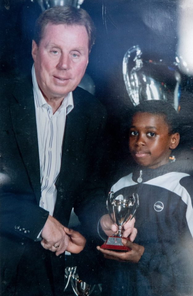  A young Wan-Bissaka with manager Harry Redknapp