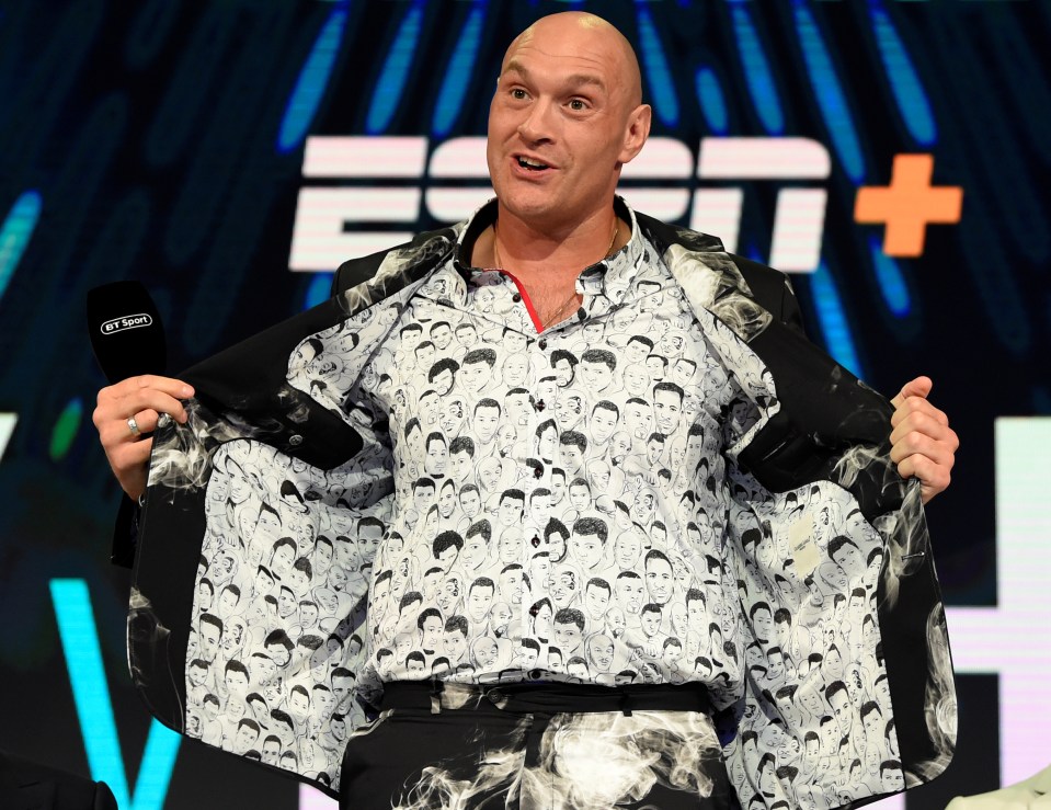  Fury has worn some wacky suits over the years, here seen with Muhammad Ali's face printed all over it