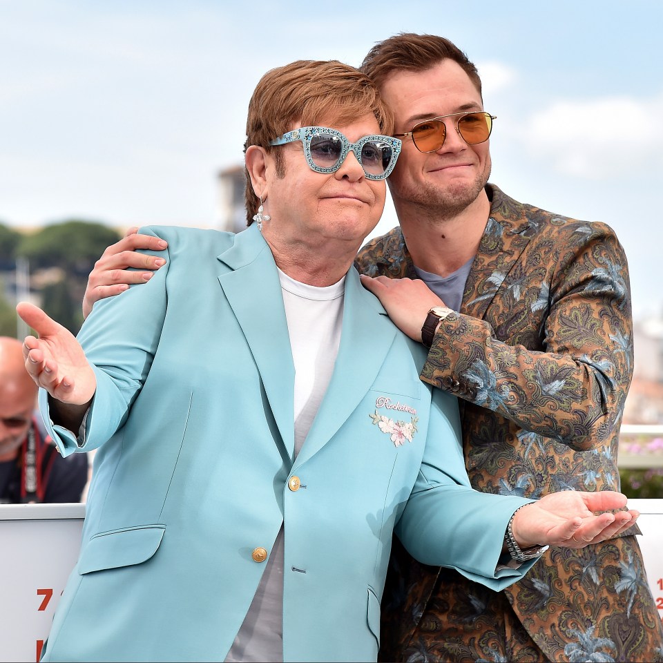 Elton poses with Taron Egerton at the Cannes Film Festival last month