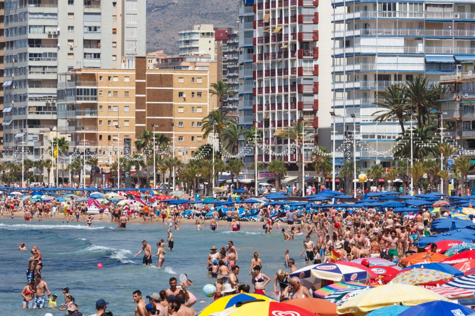 Bathers crown on Levante Beach in Benidorm