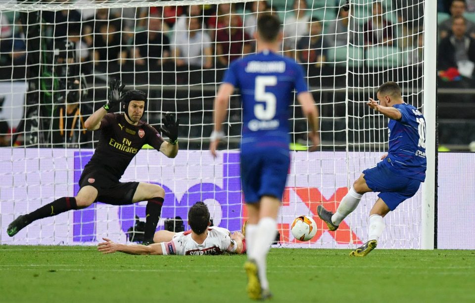  Petr Cech was unable to keep out Eden Hazard during the Europa League final