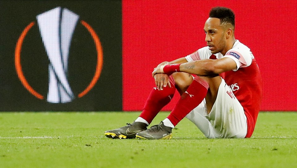  Dejected Pierre-Emerick Aubameyang reacts after Arsenal lose Europa League final to Chelsea