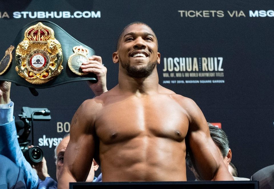 Joshua came in at 17st 7lb ahead of his US debut against Andy Ruiz Jr