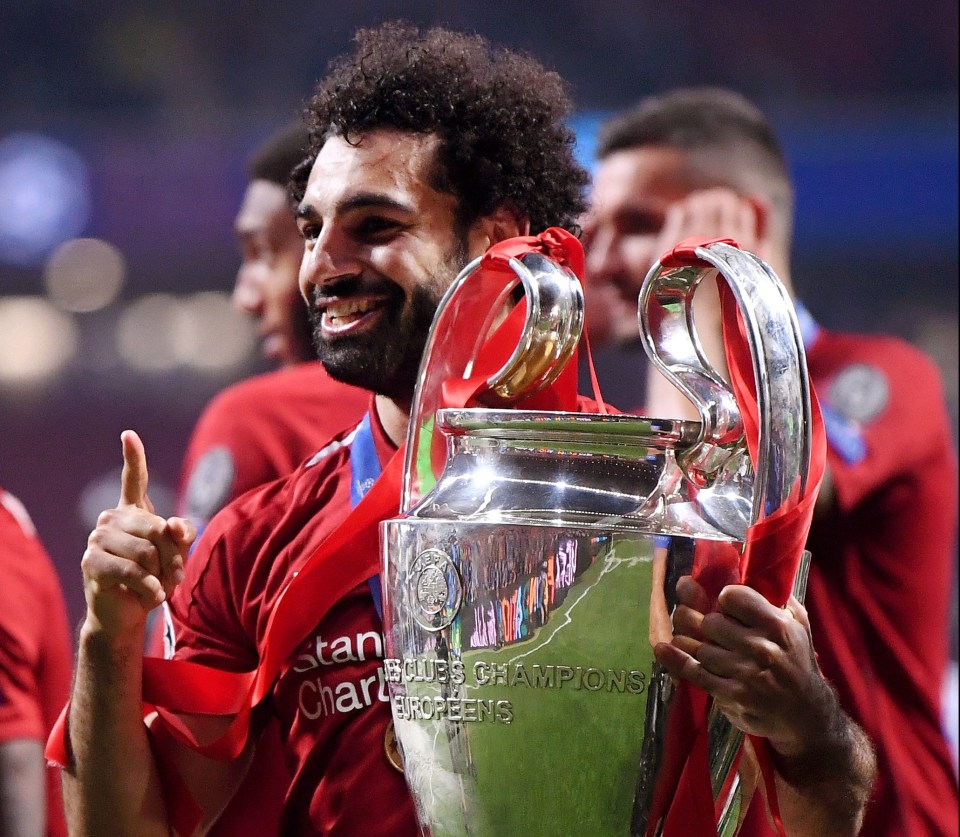 Mo Salah with the Champions League trophy