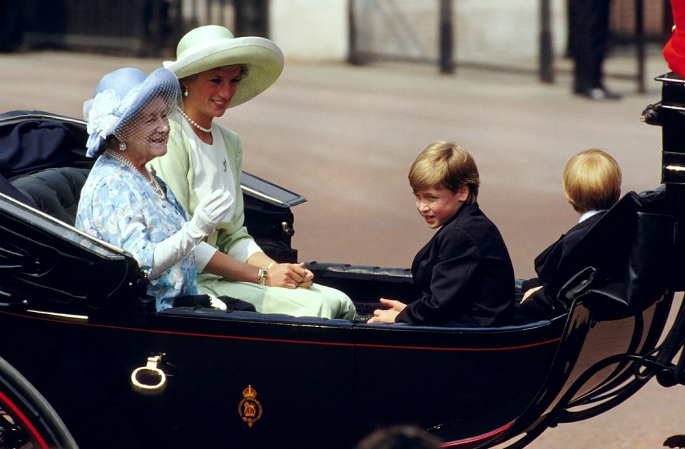  Princes William and Harry rode in a carriage with mum Princess Diana and the Queen Mother in 1990