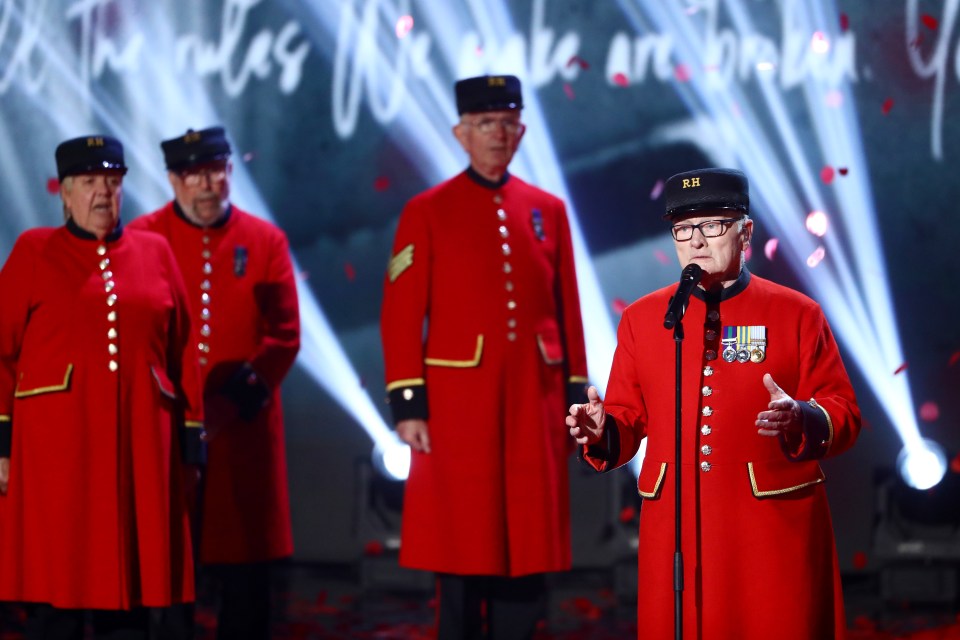  He sang Love Changes Everything with the backing of his fellow Chelsea Pensioners