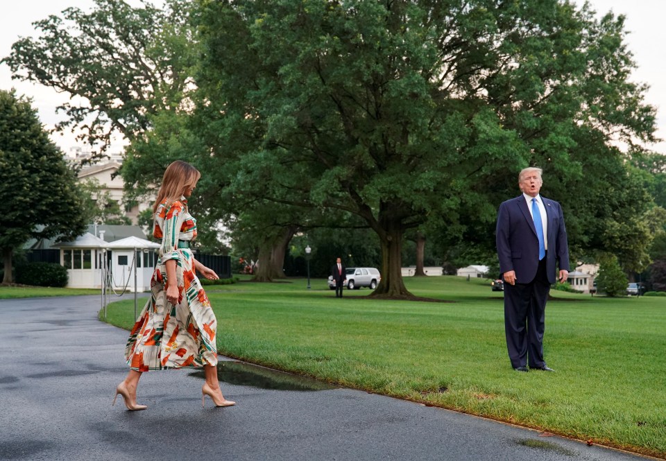 Melania wore a London landmark dress to jet off yesterday