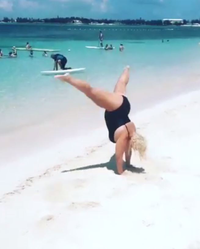  She demonstrated how fit she has become as she did a cartwheel