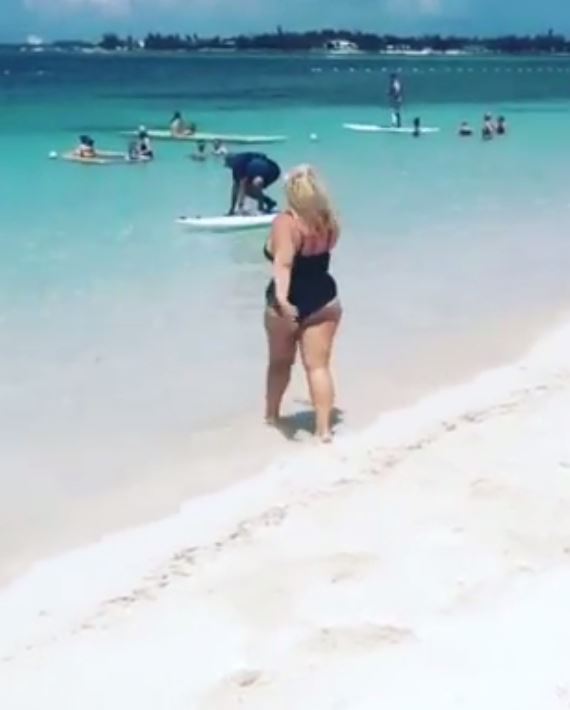  Gemma goes for a paddle after her cartwheel