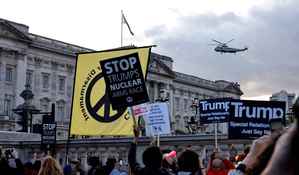  Protesters gathered outside Buckingham Palace today