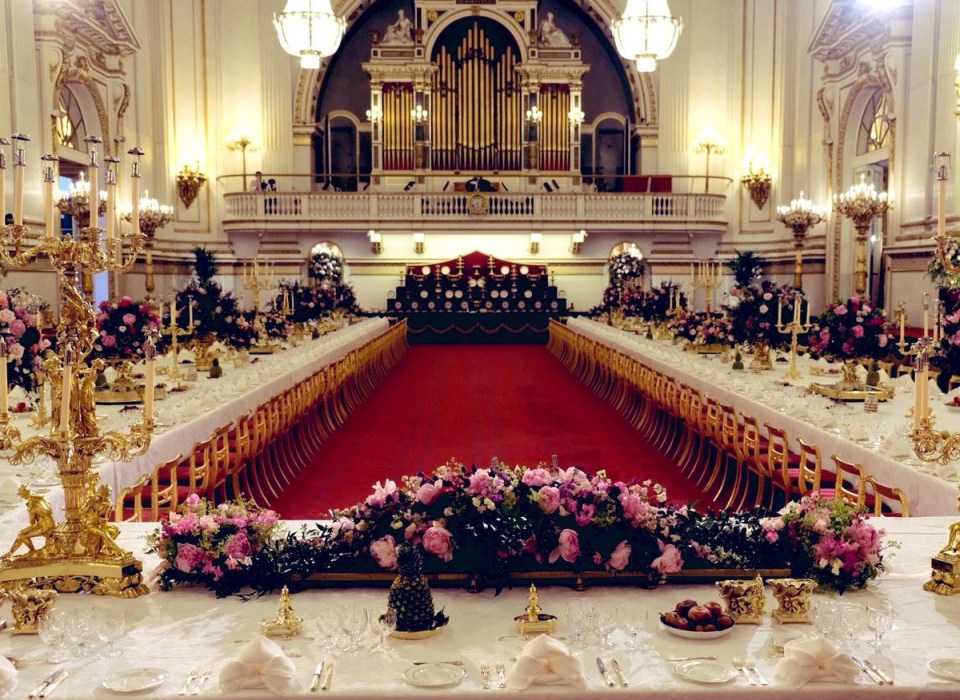 The Royal Family Twitter account shared this sneak peek of the State Banquet table in the Buckingham Palace Ballroom today